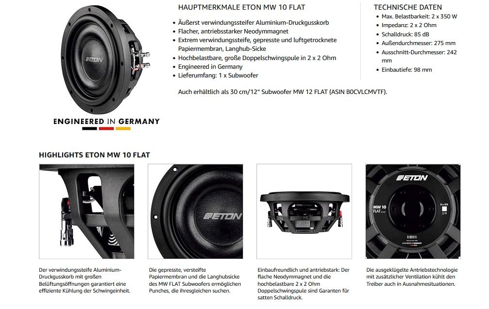 Subwoofer Attivo Eton Move 10-300A Da 25 Cm – 150W RMS, Bass Reflex E Telecomando Incluso - 3